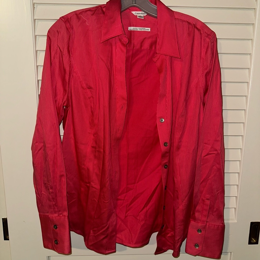 Calvin Klein Red Button-Up Shirt